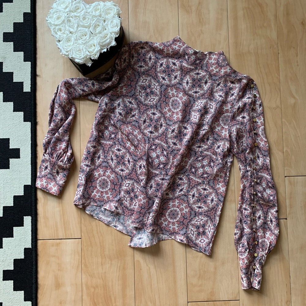 Intermix Candice Blouse Paisley Gold Button Detail